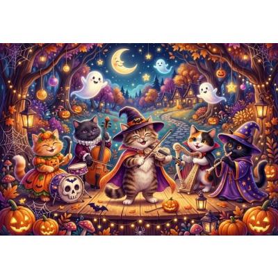 Bilde av Kattenes halloweenorkester, 1000 brikker