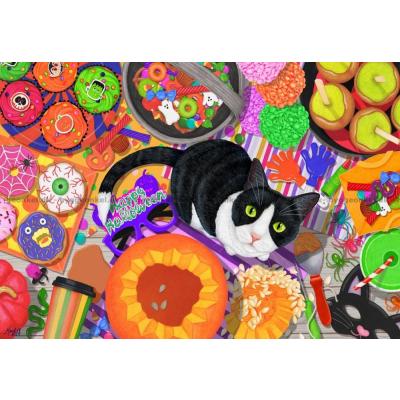 Bilde av Katt blant halloween fristelser, 1000 brikker