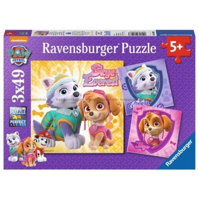 Paw Patrol - Søte valper, 3x49 brikker