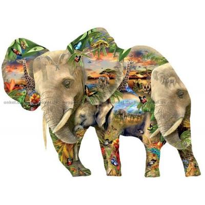 Schory: Elefant-astisk - Formet motiv, 1000 brikker
