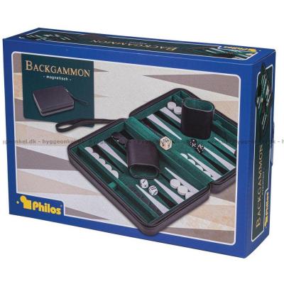 Bilde av Backgammon: Svart 23 cm - Magnetisk sett ovenfra