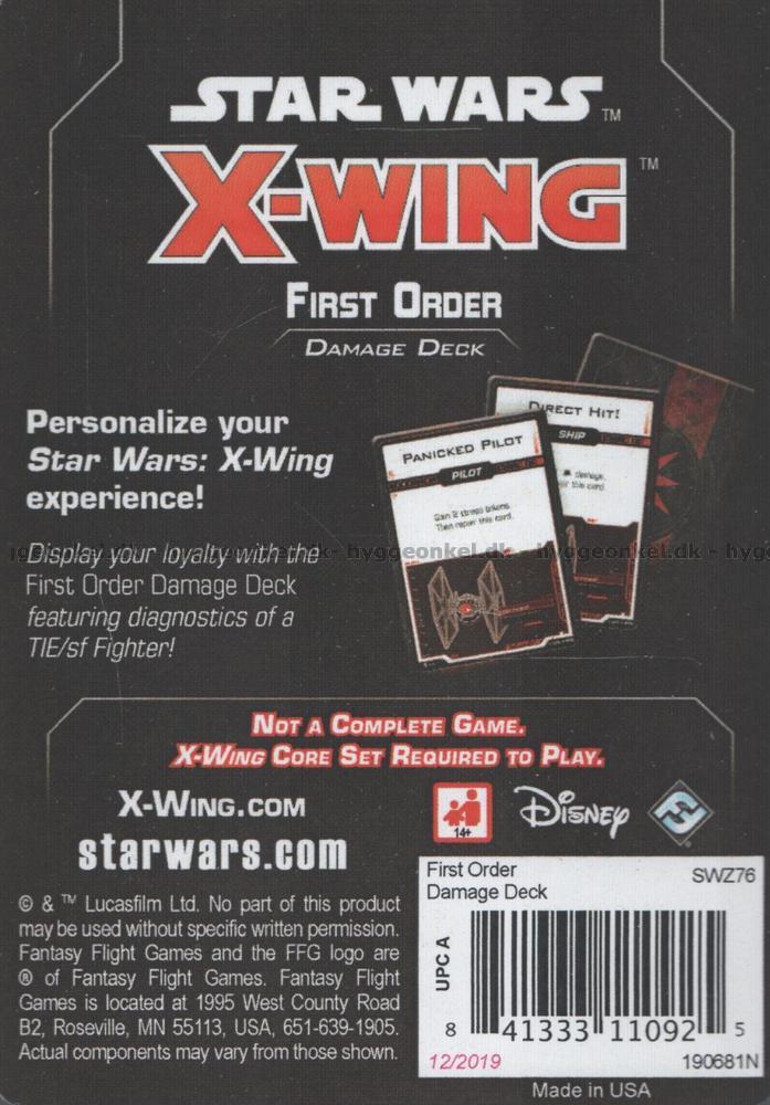 Star Wars X-Wing (2nd ed.): First Order Damage Deck! UDGÅET!!!